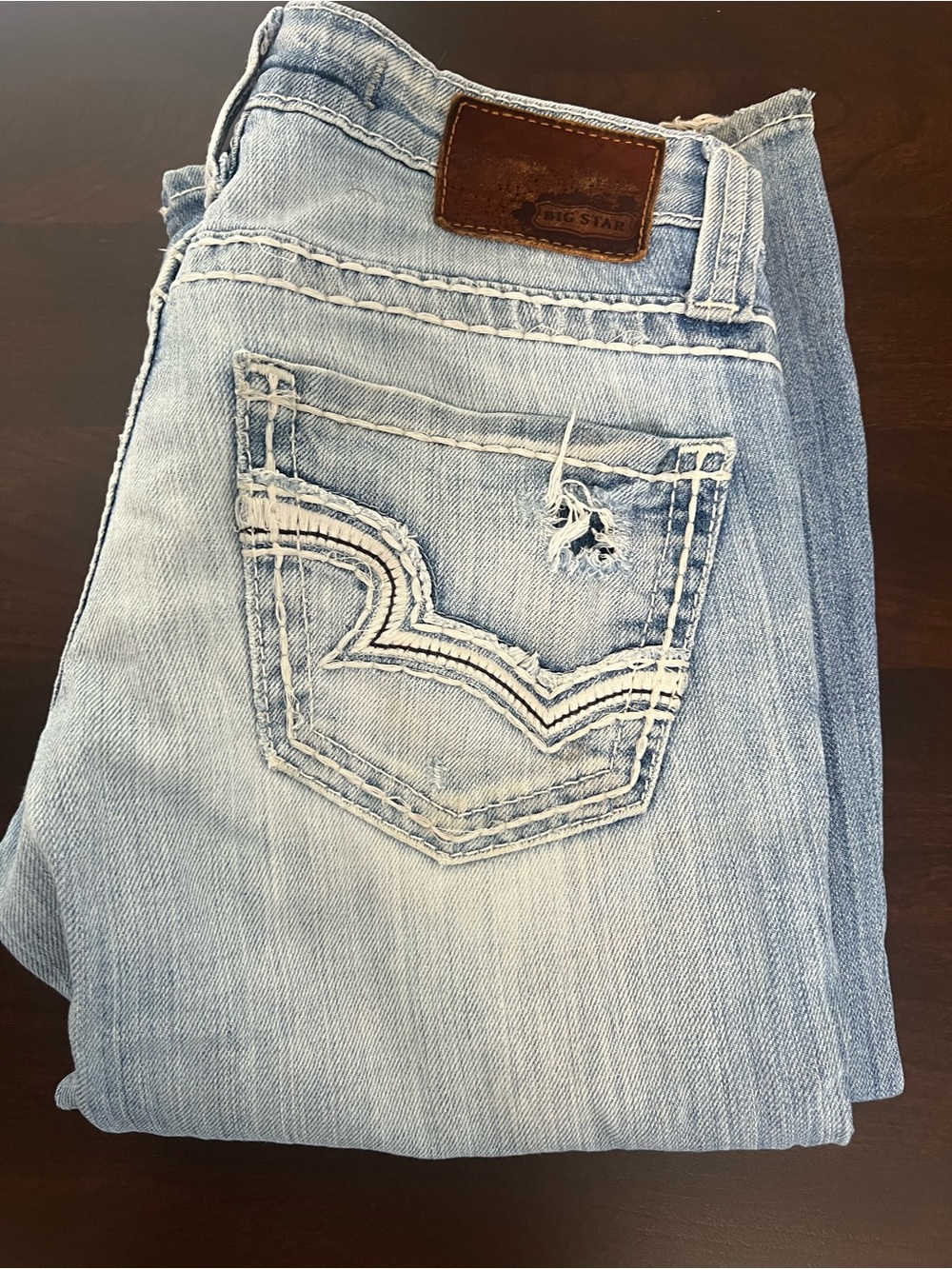 Big Star Women's Light Blue Bootcut Jeans with Distressed Pocket 25XXL